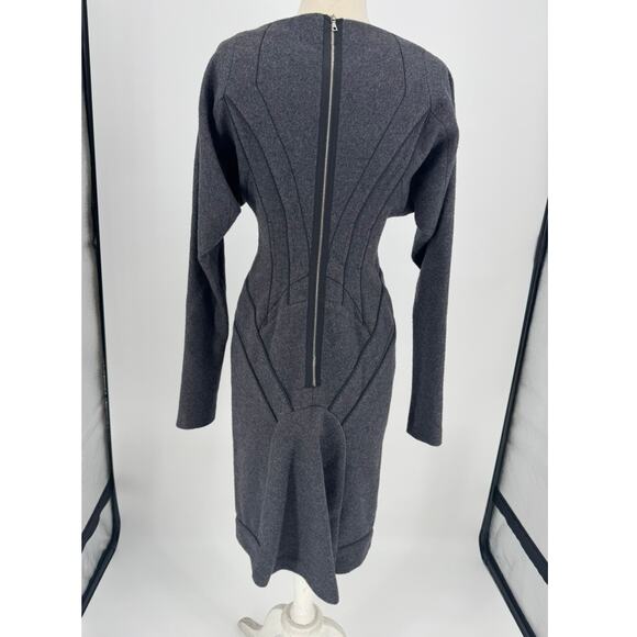6267 Dress Italian Wool Structured Long Sleeve Fitted Small - Picture 2 of 10